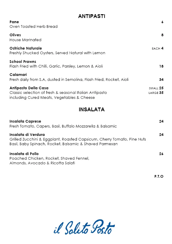 Menu, Il Solito Posto