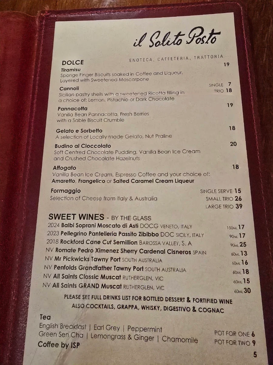 Menu, Il Solito Posto