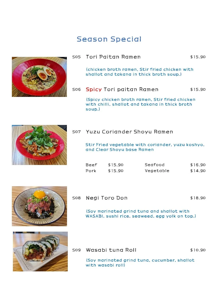 Menu, Kujira