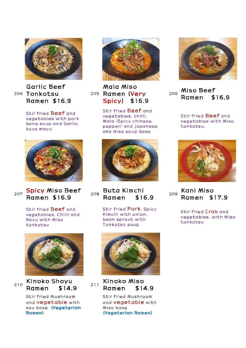 Menu, Kujira