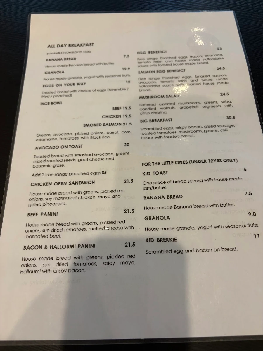 Menu, THE FLOUR ROBERTSON