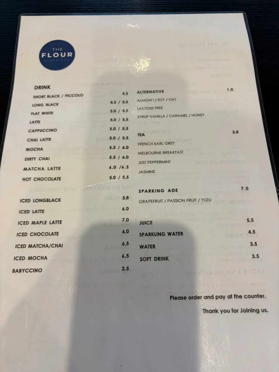 Menu, THE FLOUR ROBERTSON