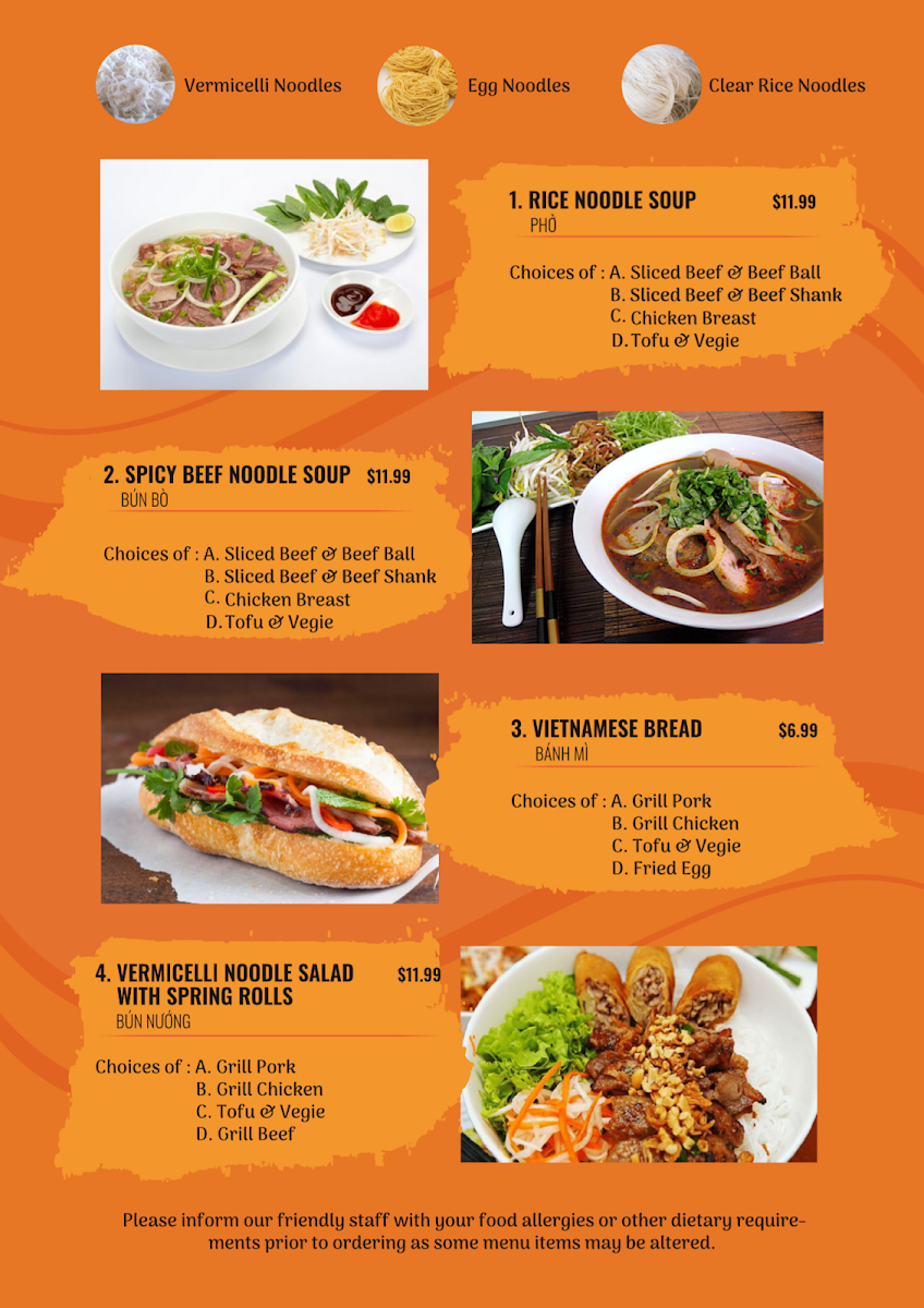 Menu, Mrs Pho House Bundoora