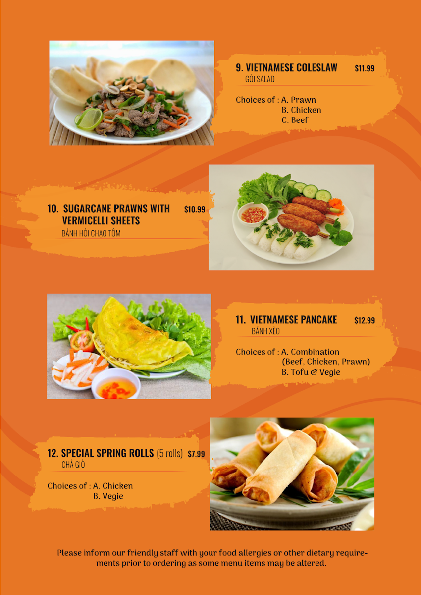 Menu, Mrs Pho House Bundoora