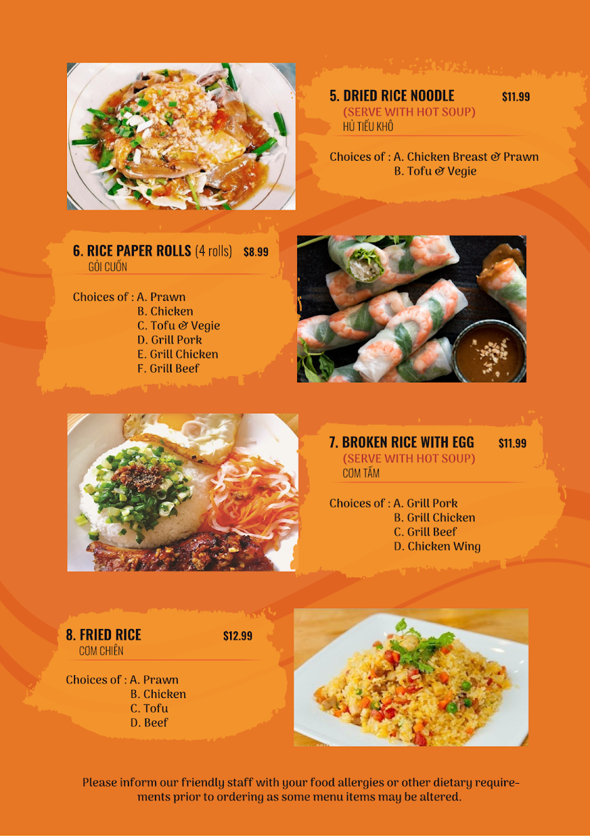 Menu, Mrs Pho House Bundoora