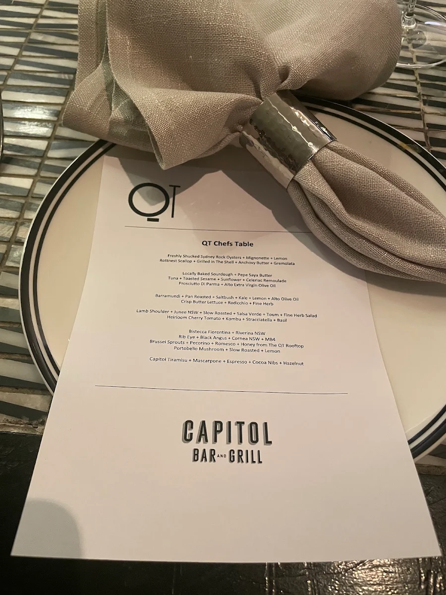 Menu, Capitol Bar & Grill Restaurant