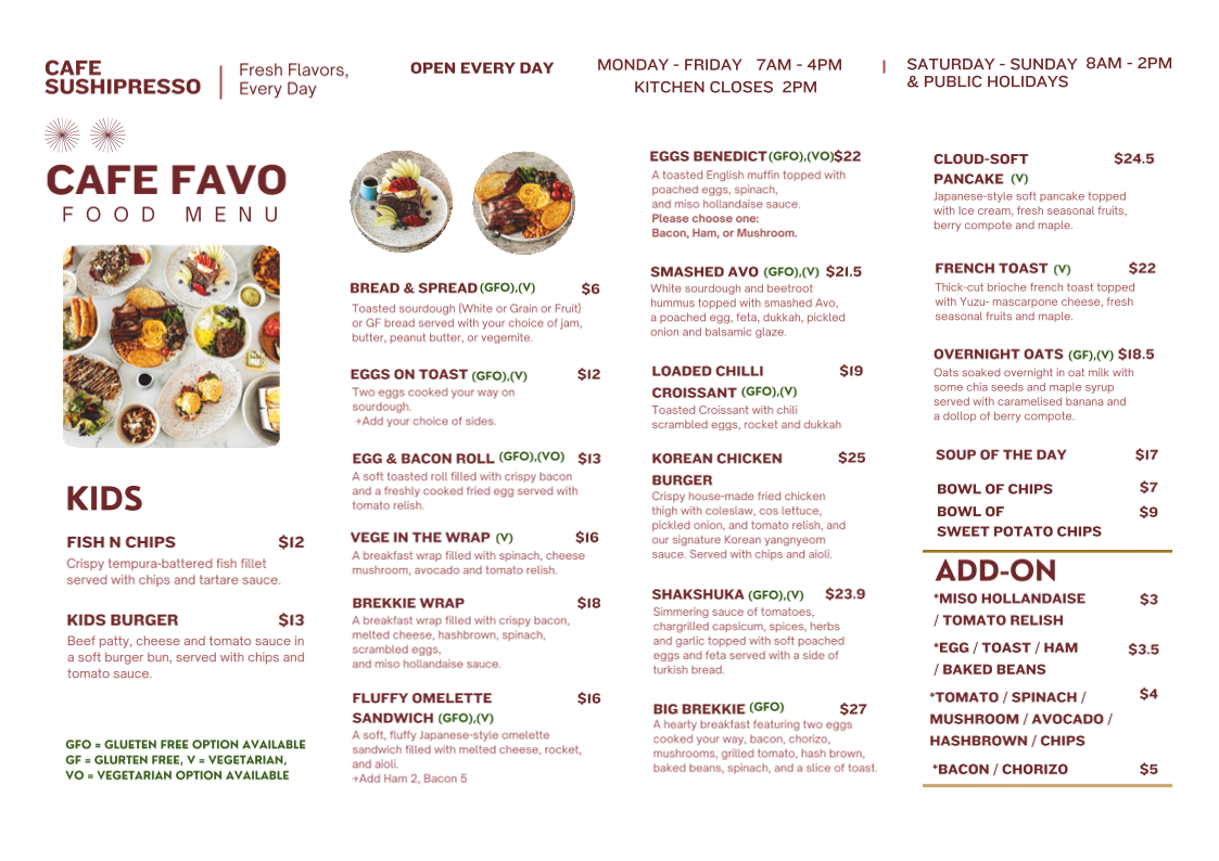 Menu, Sushipresso