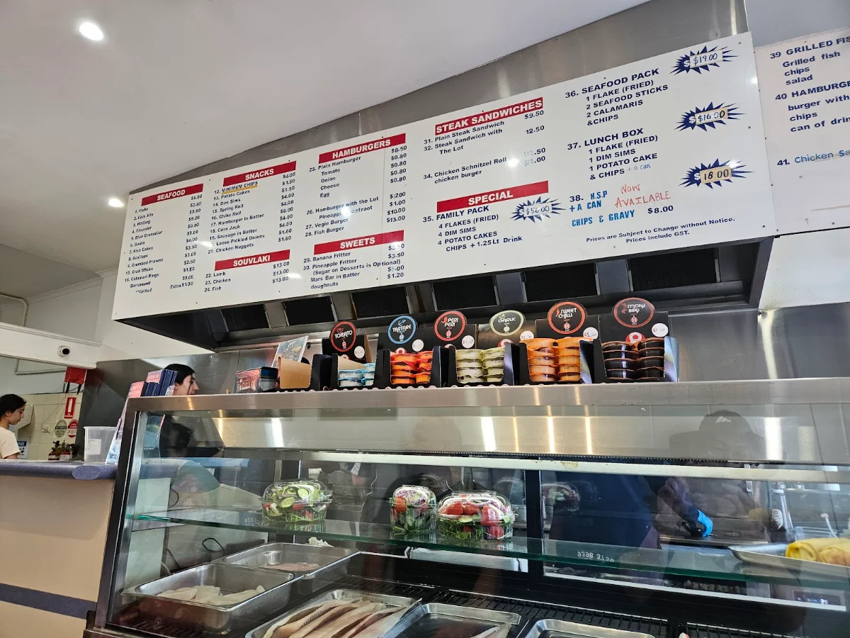 Menu, Altona Bay Fish and Chips