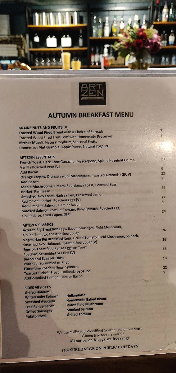 Menu, Artezen
