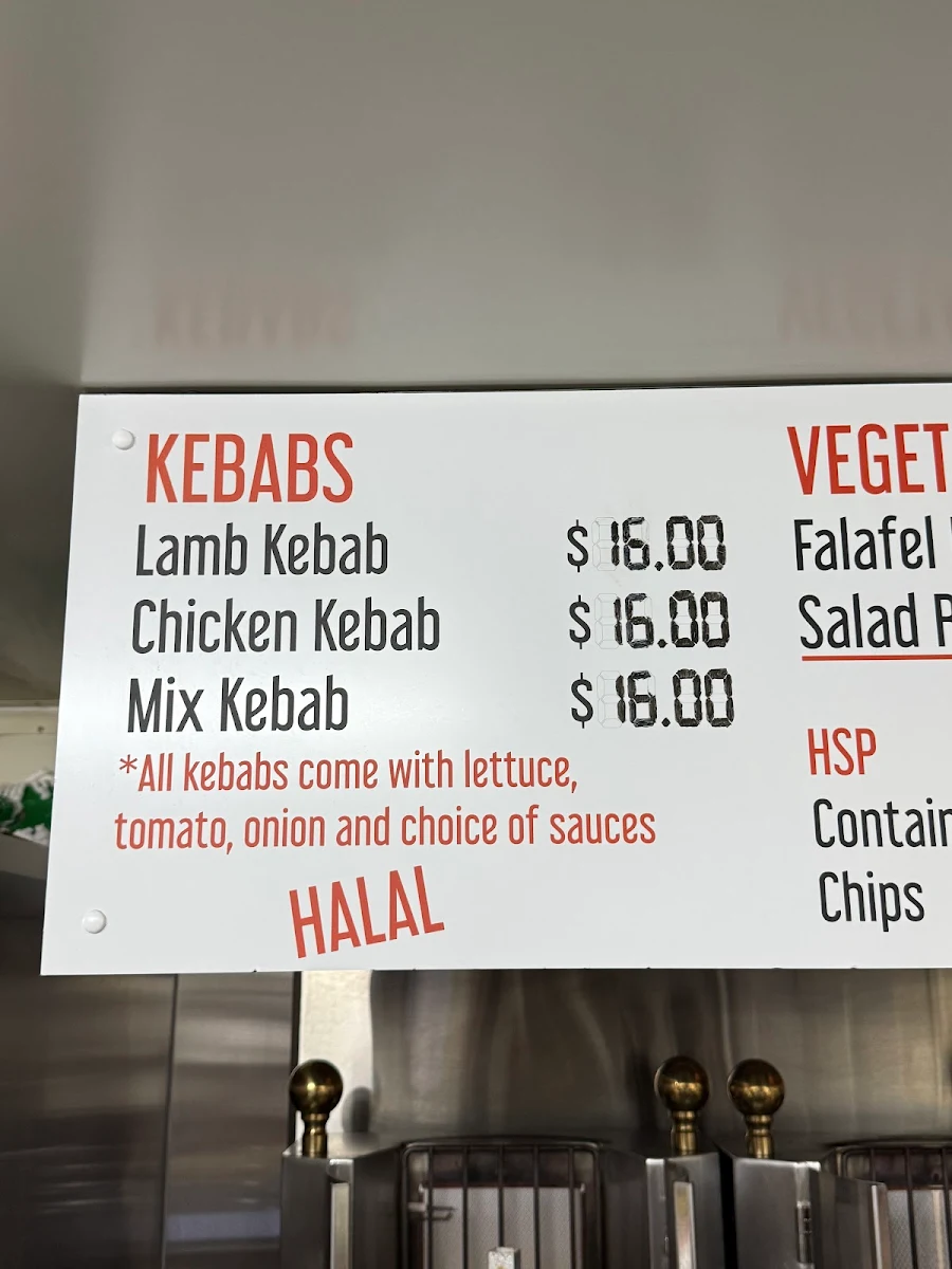 Menu, G’S Kebab