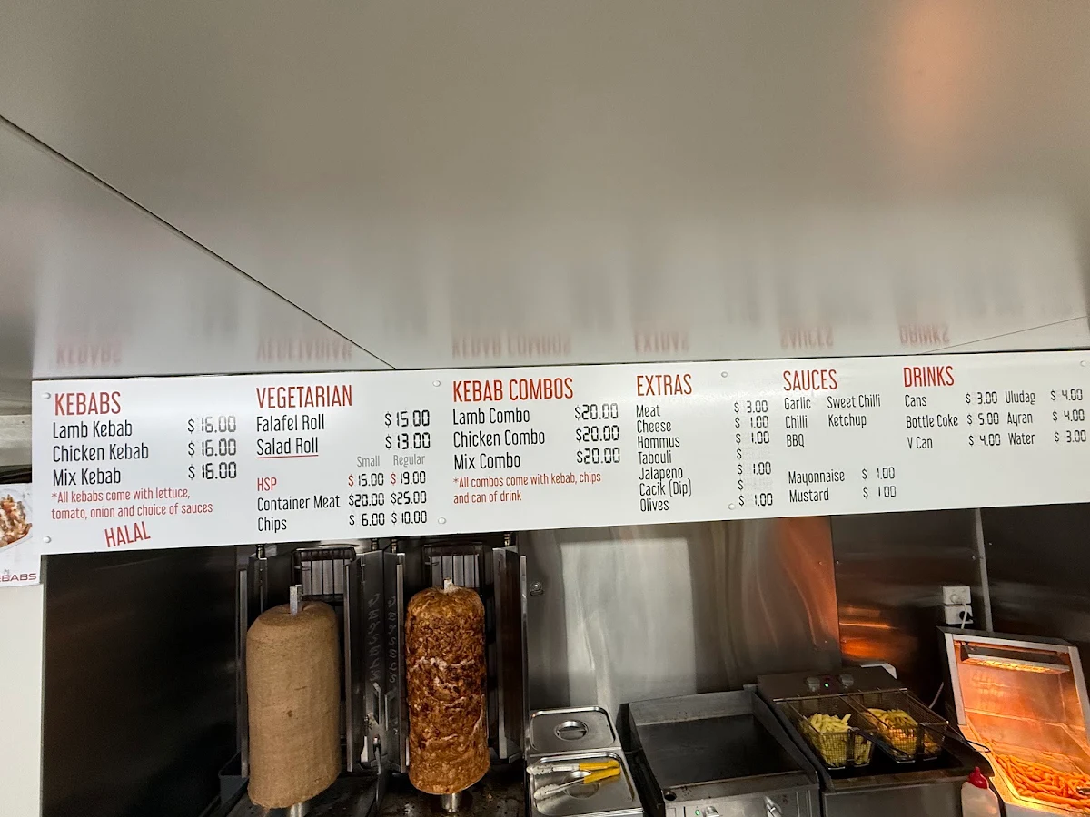 Menu, G’S Kebab