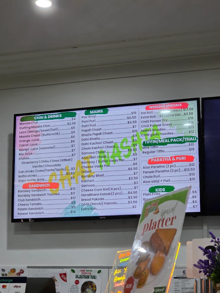 Menu, Chai Nashta
