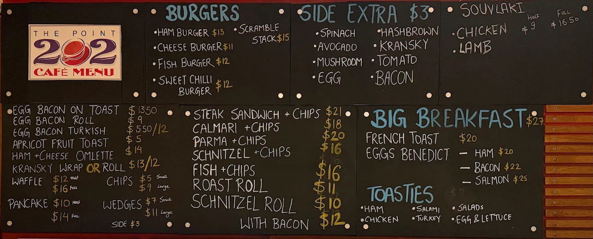 Menu, Point 202 Cafe & Take Away