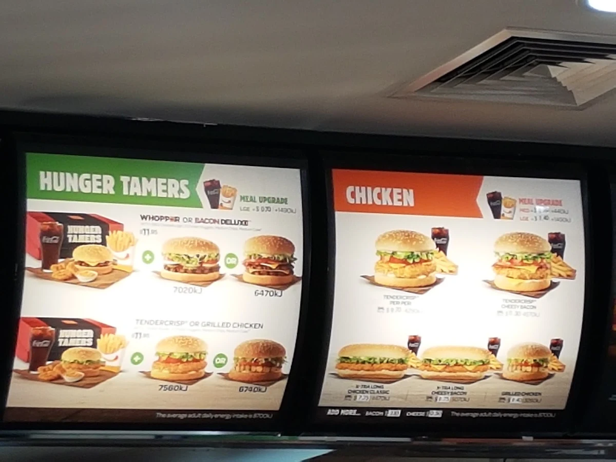 Menu, Hungry Jack's Burgers Roxburgh Park