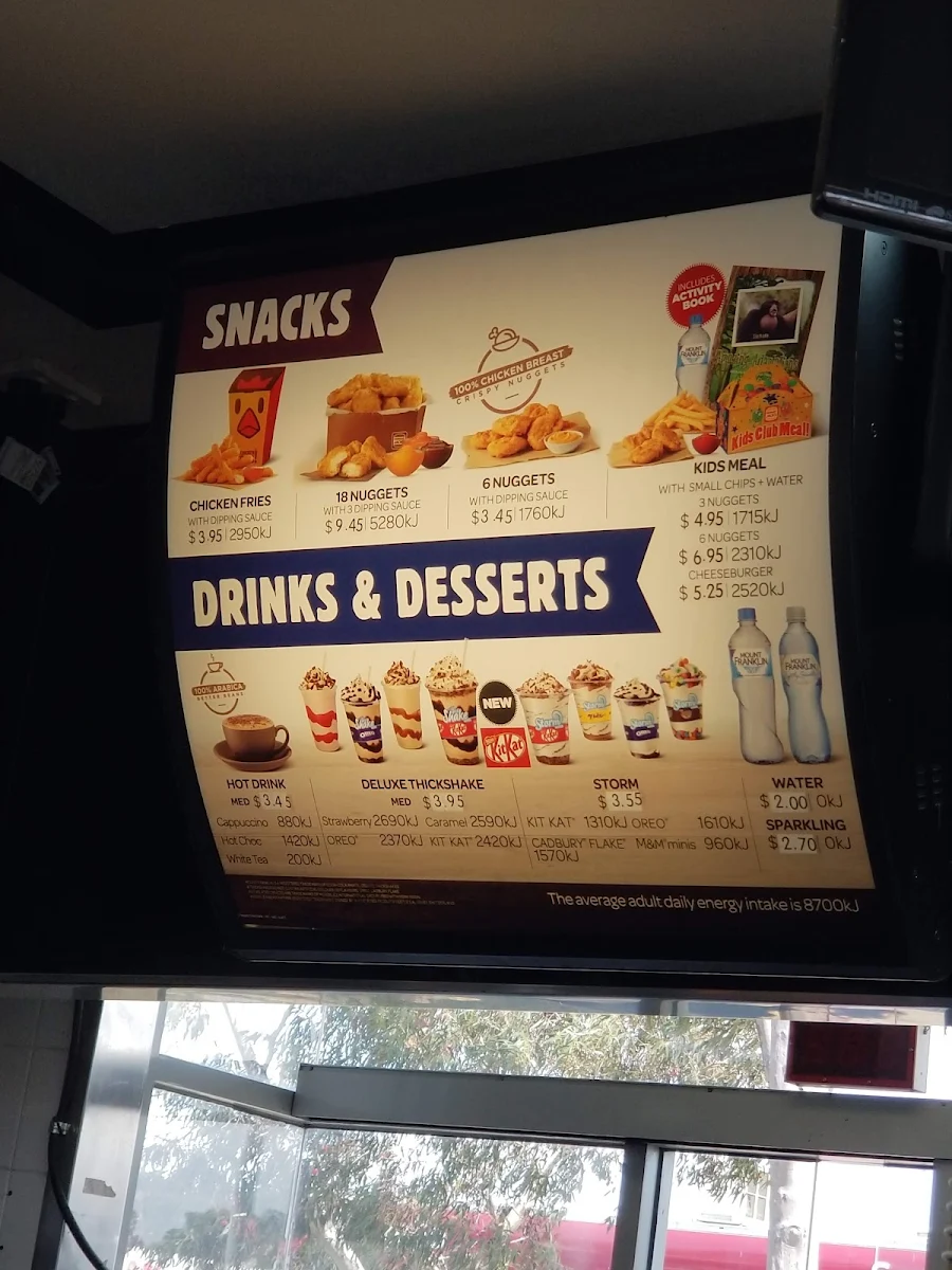 Menu, Hungry Jack's Burgers Roxburgh Park