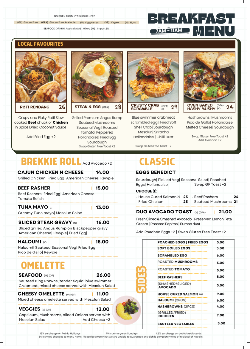 Menu, Bloom PMQ