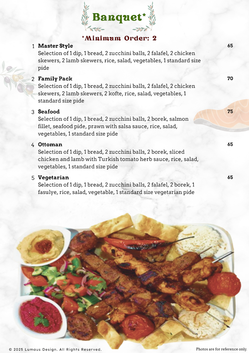 Menu, Turkish Master Kebab