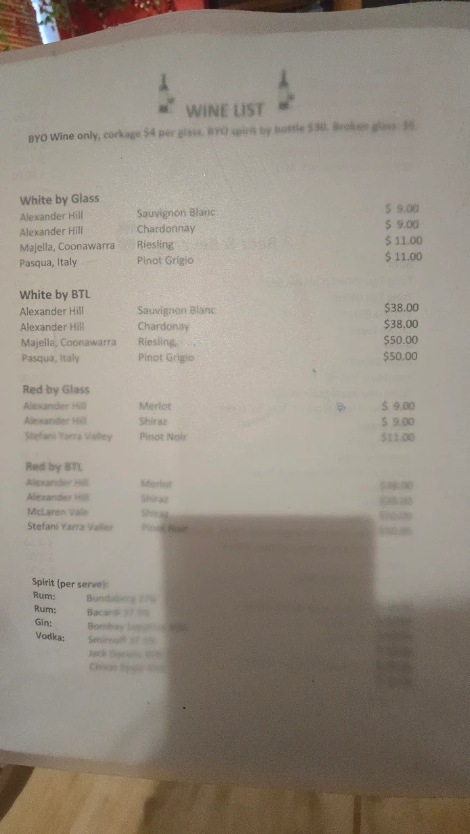 Menu, Sichuan House