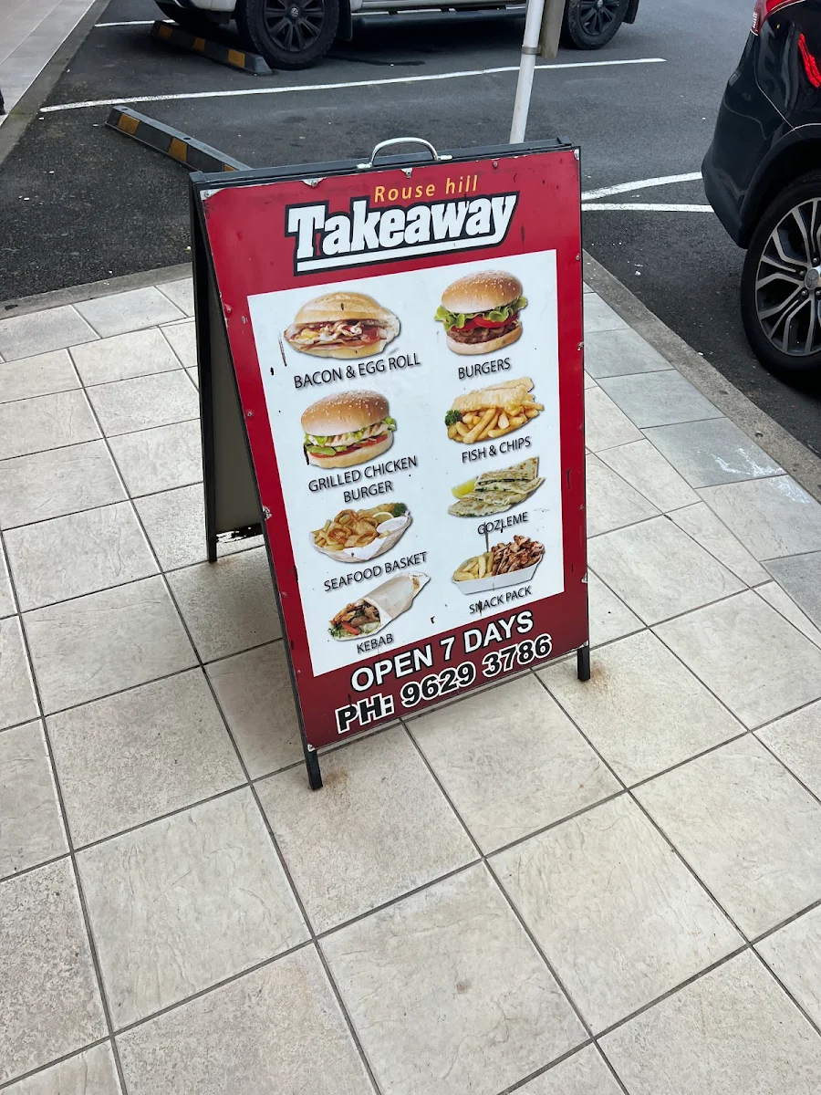 Menu, Rouse Hill Take Away