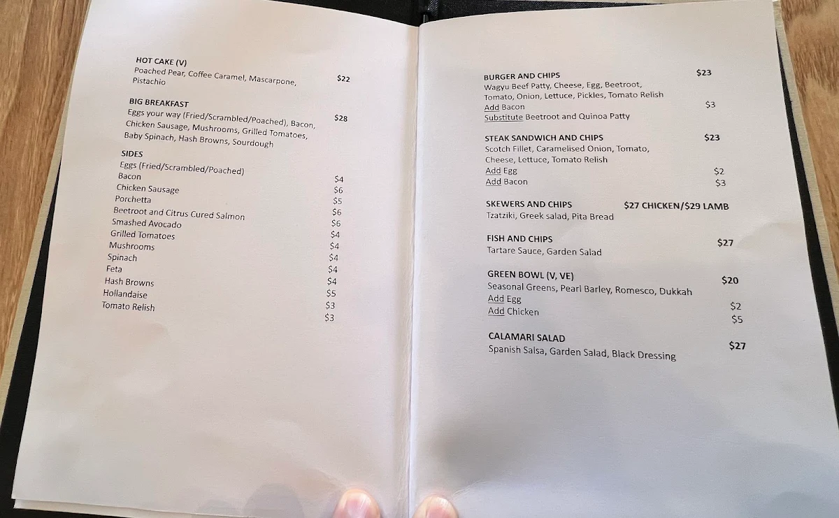 Menu, Bistro One