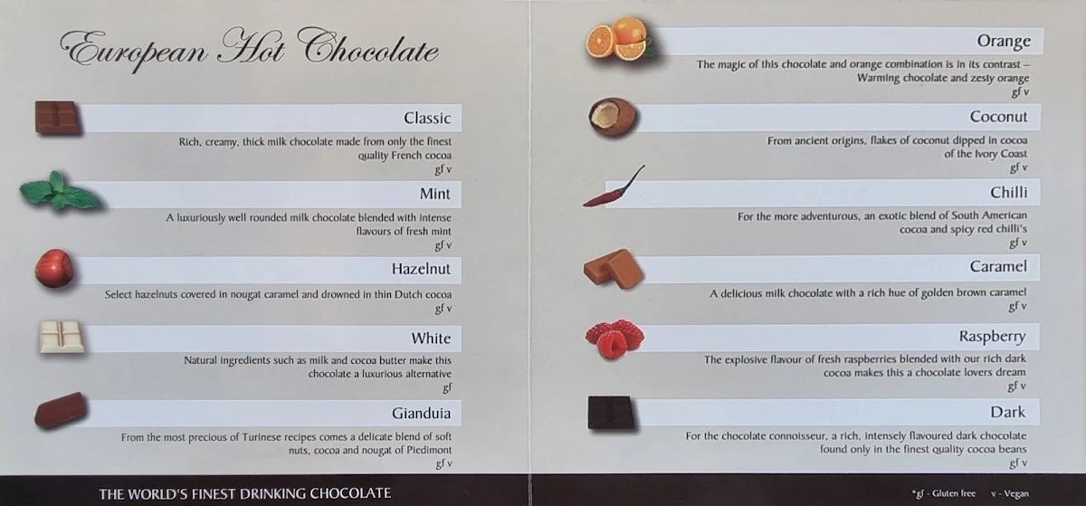 Menu, Bistro One