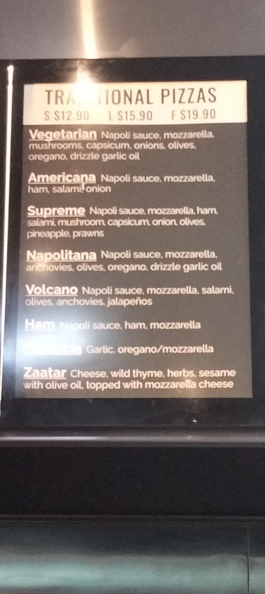 Menu, Torino Pizza