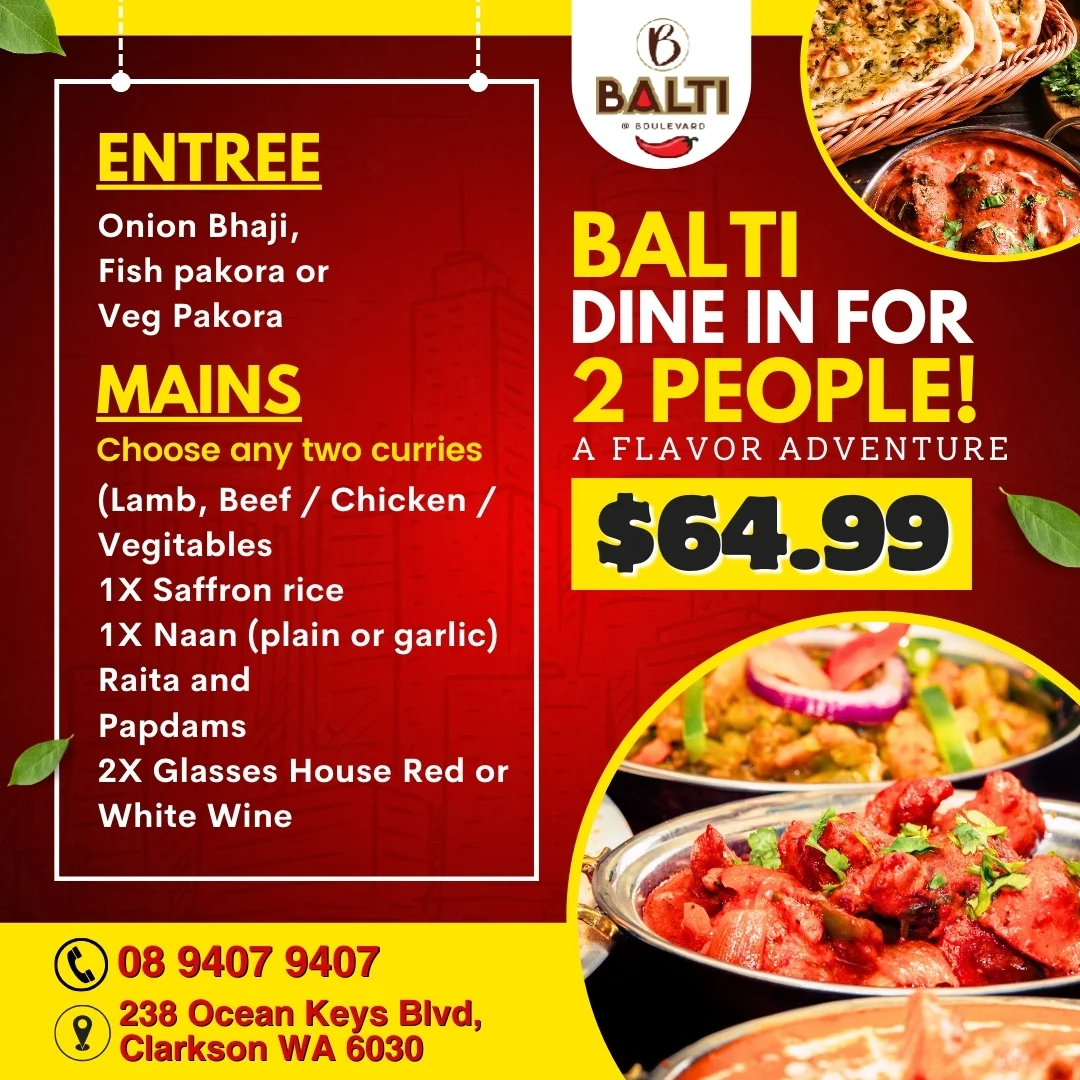 Menu, Balti @ Boulevard
