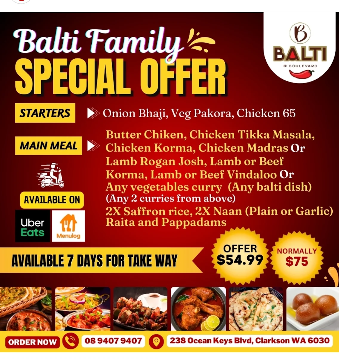 Menu, Balti @ Boulevard