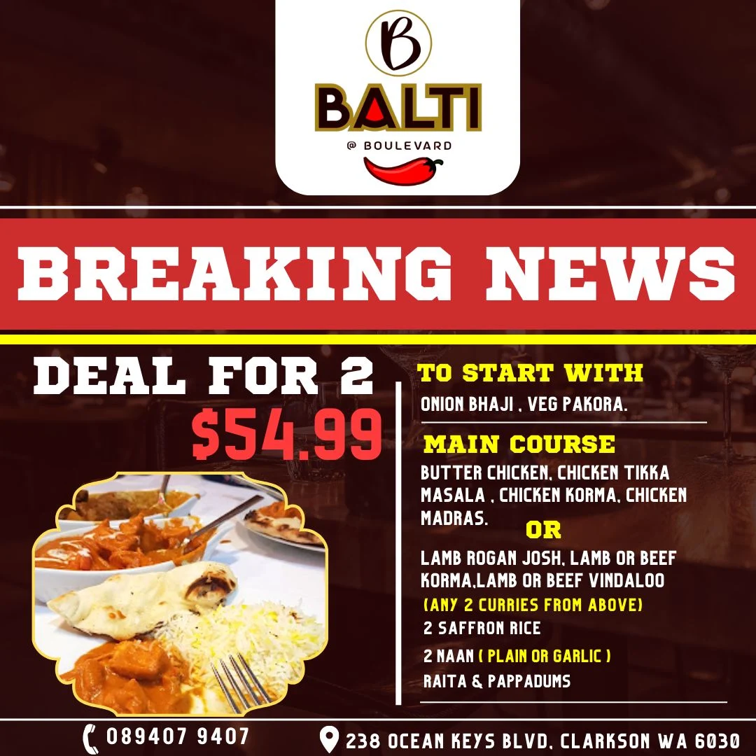 Menu, Balti @ Boulevard
