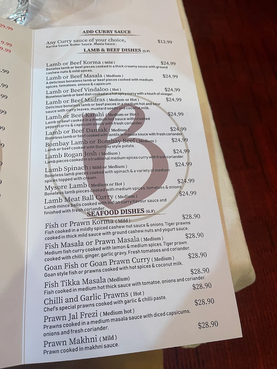 Menu, Balti @ Boulevard