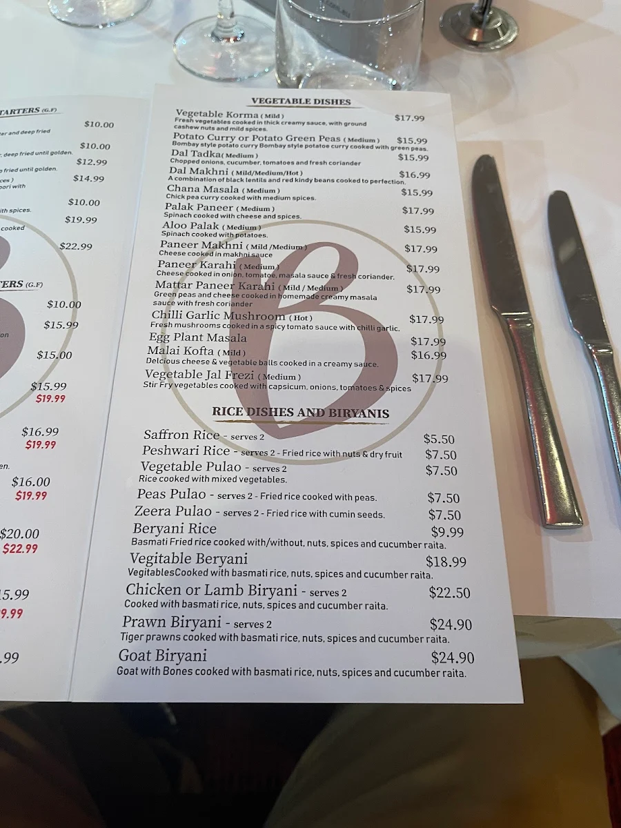 Menu, Balti @ Boulevard