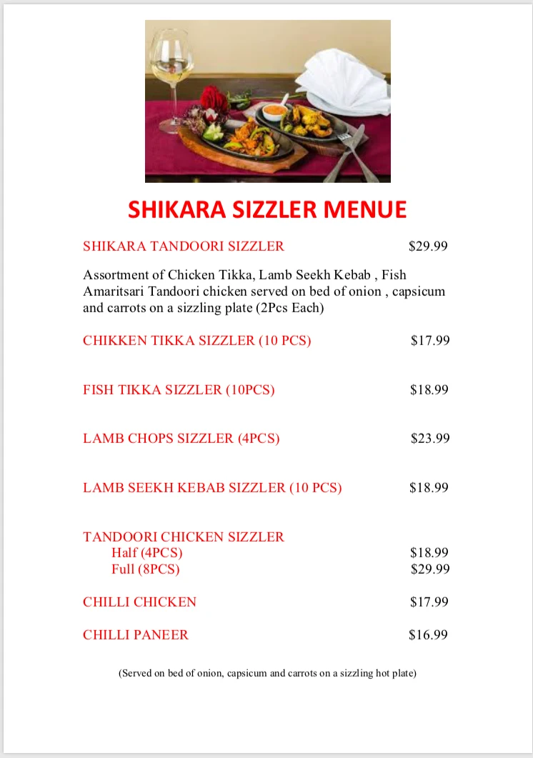 Menu, Balti @ Boulevard