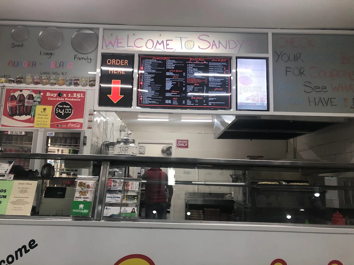 Menu, Sandy's Dial A Pizza