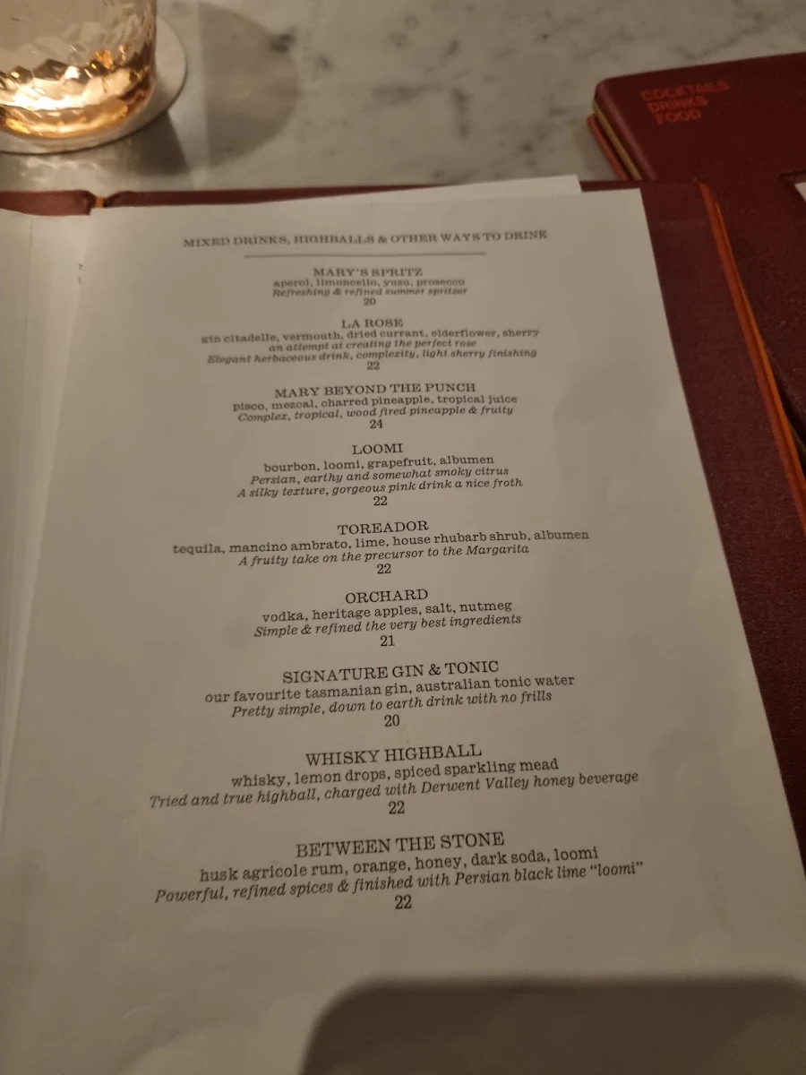 Menu, Mary Mary