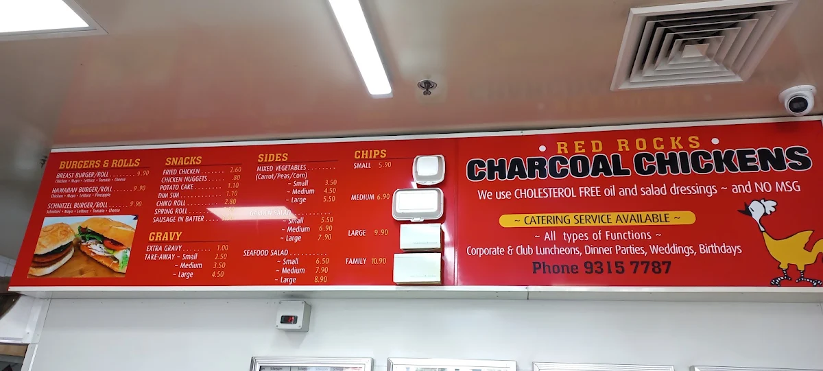 Menu, Red Rock Charcoal Chicken