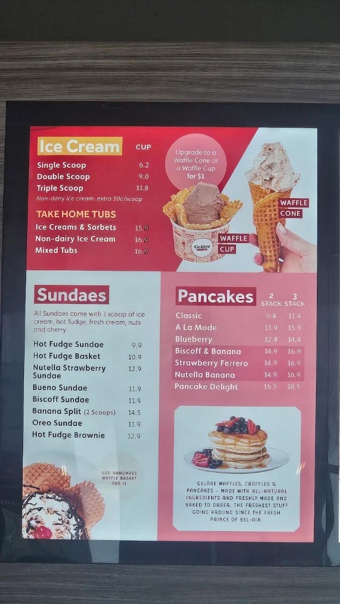 Menu, Geláre Harvest Lakes