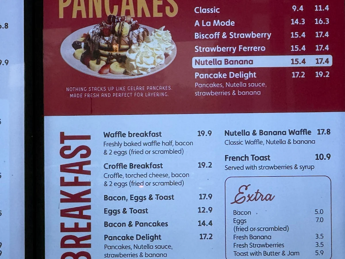 Menu, Geláre Harvest Lakes