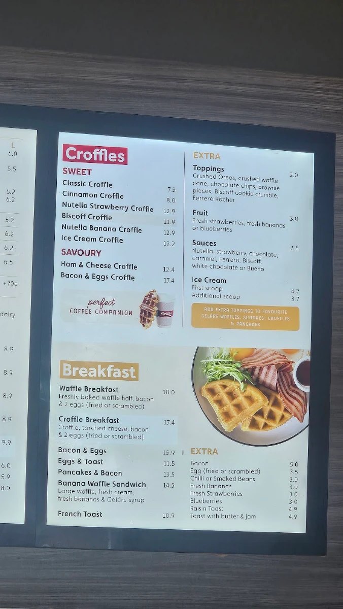Menu, Geláre Harvest Lakes