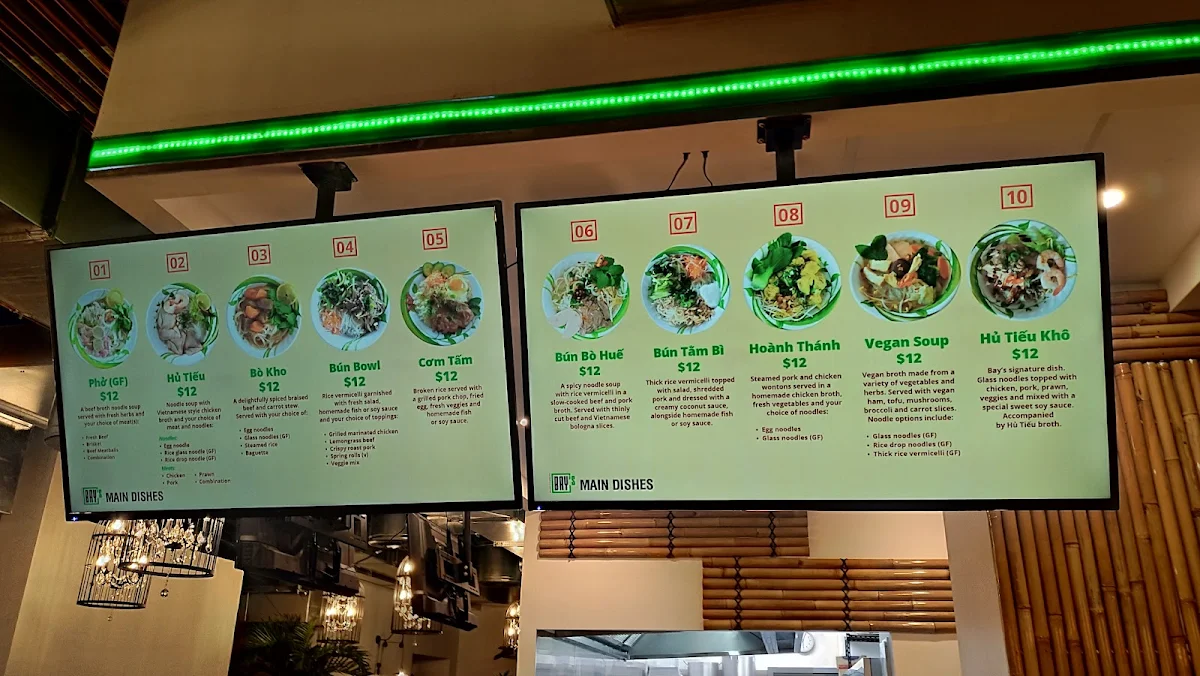 Menu, Bay's Vietnamese Cuisine