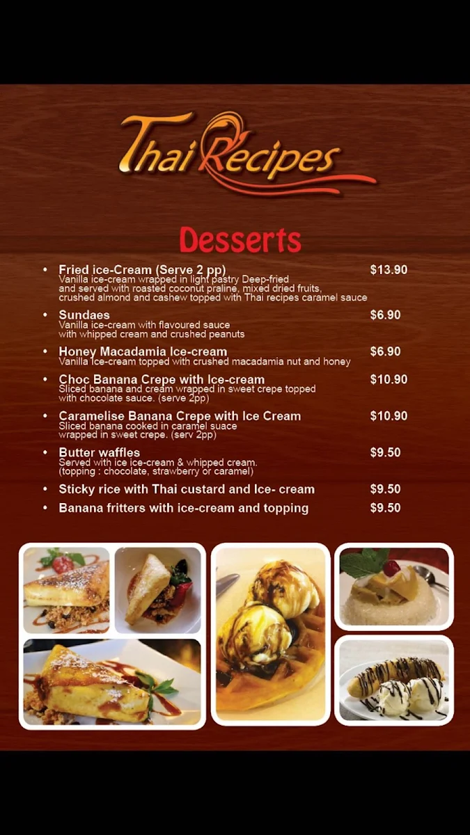 Menu, Thai Recipes Restaurant Campbelltown Marketfair