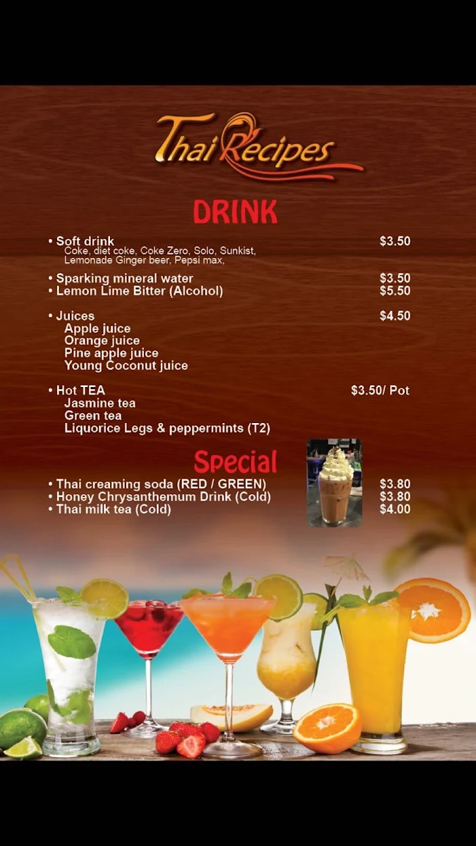 Menu, Thai Recipes Restaurant Campbelltown Marketfair