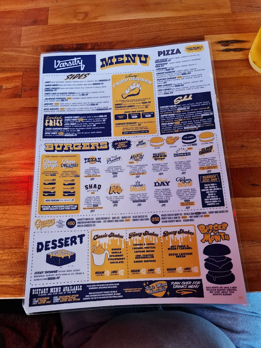Menu, Varsity Northbridge