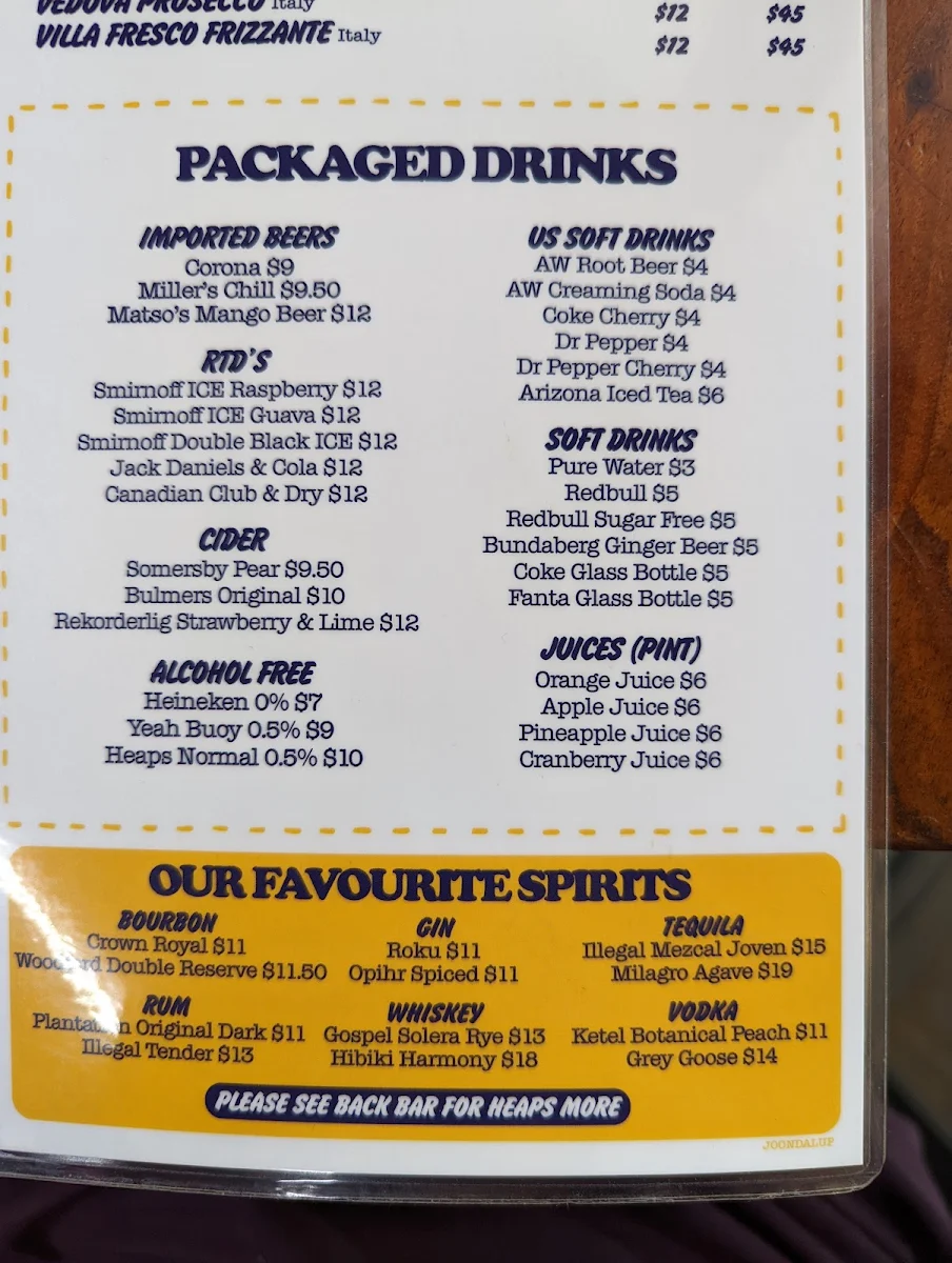 Menu, Varsity Northbridge