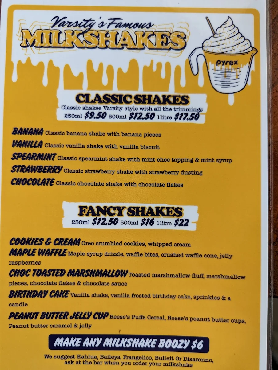 Menu, Varsity Northbridge