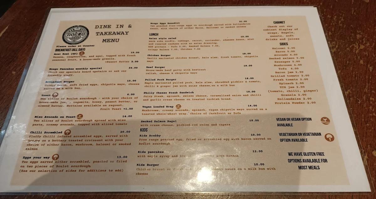 Menu, Lil-Ego Cafe