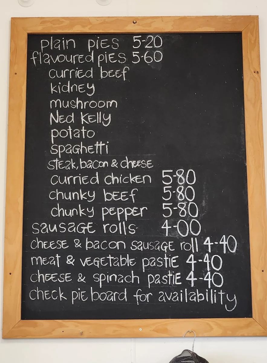 Menu, Tumut's "Pie in the Sky" Bakery