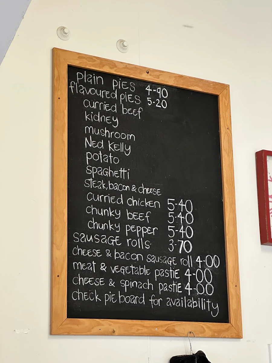 Menu, Tumut's "Pie in the Sky" Bakery