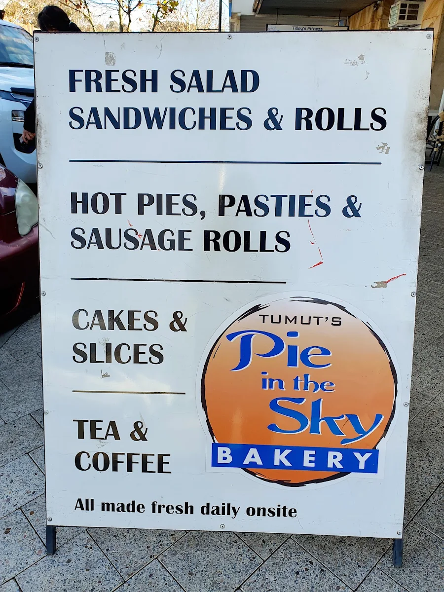 Menu, Tumut's "Pie in the Sky" Bakery