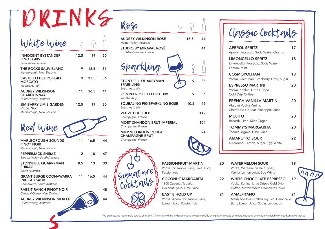 Menu, New Brighton Hotel