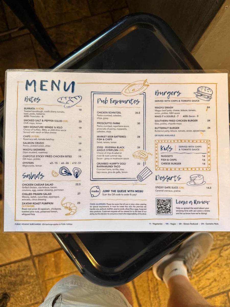 Menu, New Brighton Hotel
